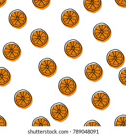 Abstract background with citruses in doodle style