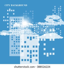 Abstract background of city with lighting windows,clouds