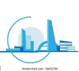 the abstract background of the city scene.