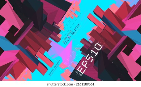 Abstract Background, City Silhouette With Long Focus Lens, Vector Illustration.