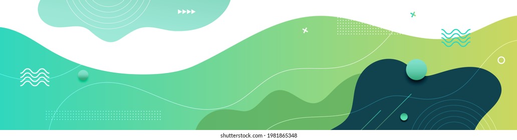 Abstrakter Hintergrund in einem sauberen minimalistischen, modernen Stil. Grüner Hintergrund mit Streifen und kleinen Elementen. Perfekt für Webdesign, Social Media Design, Landing Page, Poster, Banner.Vector EPS10