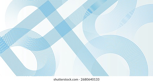Fondo Abstractas con un estilo limpio y moderno. Compuesto de líneas curvas suaves y círculos superpuestos en tonos azules y blancos, realzados con sombreado de degradado para profundidad y dimensión.