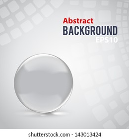 Abstract background with clear glass sphere. Vector illustration