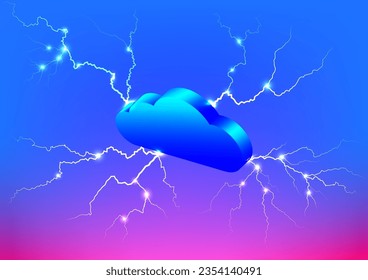 Abstract background cloud bolt blue sky energy science cyberspace communication connection internet online innovation concept vector illustration