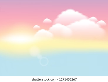 Abstract background with cloud ,sky and star in pastel color.Vector illustration.
