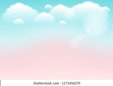 Abstract background with cloud ,sky and star in pastel color.Vector illustration.
