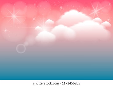 Abstract background with cloud ,sky and star in pastel color.Vector illustration.
