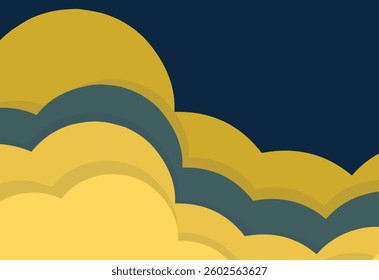 Abstract background with clouds in blue and yellow colors. Vector illustration.