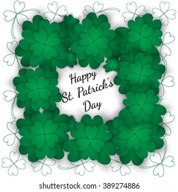 Abstract background with clover leaves - St. Patrick's Day - Day heavenly patron saint of Ireland  - 17 March holiday background with clover. Fashion design template. Vector