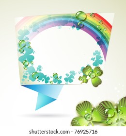 Abstract background with clover, rainbow and drops of water