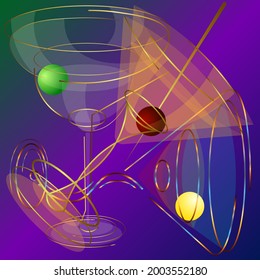 abstract background of cocktails from various glasses