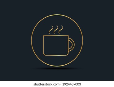 Abstract Background Of Coffee Cup,Gold Color,vector Illustrations