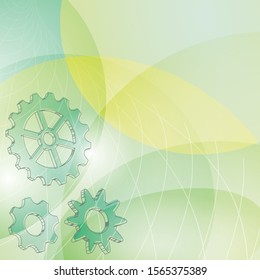 abstract background with cogwheels - light green transparent vector illustration
