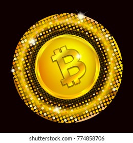 Abstract background with a coin bitcoin