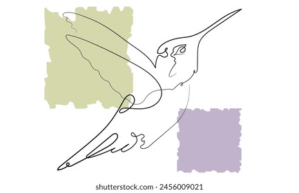 Abstract Background, Colibri Bird Line Art, Outline, Minimalism, Lineart, Doodle, Isolated, Vector Illustration