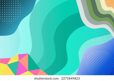 Abstract background collage of various wave shapes and color spectrum. Mosaic of psychedelic wave and color shapes.