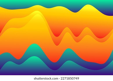 Abstract background collage of various wave shapes and color spectrum. Mosaic of psychedelic wave and color shapes.