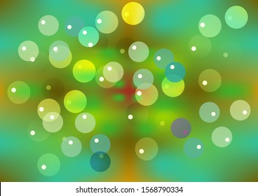 abstract background collection of colorful bubbles mixed in green