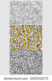Colección de fondo abstracto dibujado a mano doodle, contorno, formas y varios objetos de diseño de ilustración vectorial.
