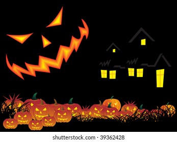 abstract background with collection of pumpkin, house