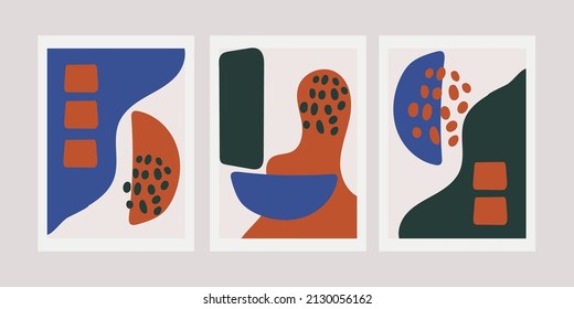 Abstract background collection with vector element.Modern design with hand drawn elements and blue, and brown colors