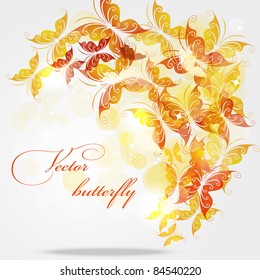 Abstract background with color butterflies