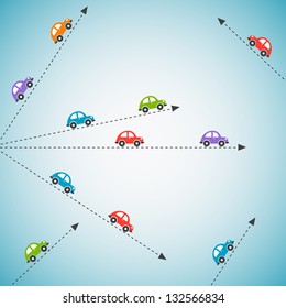 Abstract background with color cars. Vector