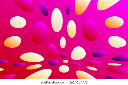 Abstract background with color circles. Chaotic particles in empty space. Dynamic vector illustartion.