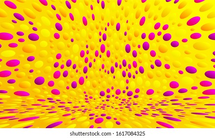 Abstract background with color circles. Chaotic particles in empty space. Dynamic vector illustartion.