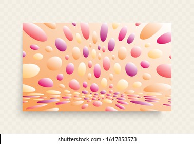 Abstrakter Hintergrund mit Farbkreisen. Chaotische Teilchen im leeren Raum. Dynamische Vektorgrafik.