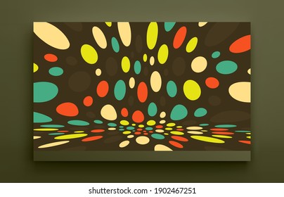 Abstract background with color circles. Chaotic particles in empty space. Dynamic vector illustartion.