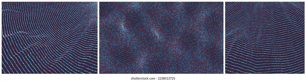 Abstract background with color circles. Technology style. 3d network design with particles. Sound wave. Vector illustration for banner, flyer, poster, cover or brochure.