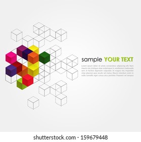 Abstract  background with color cubes and grid