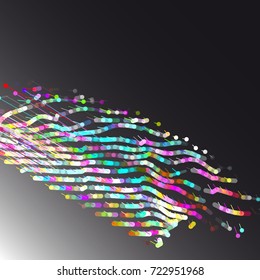 
Abstract background from color dots and lines on black.
