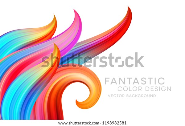 抽象的な背景に色の幻想的な波と花柄の巻物 現代のカラフルなフローポスター 波状の液体 デザインプロジェクト用のアートデザイン ベクターイラストeps10 のベクター画像素材 ロイヤリティフリー