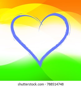 Abstract background color of the flag of India. Republic Day India. Patriotic poster. Blue heart.