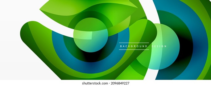 Fondo abstracto con formas geométricas de color. Hermoso fondo mínimo con formas redondeadas, círculos y líneas. Diseño geométrico. Ilustración del vector