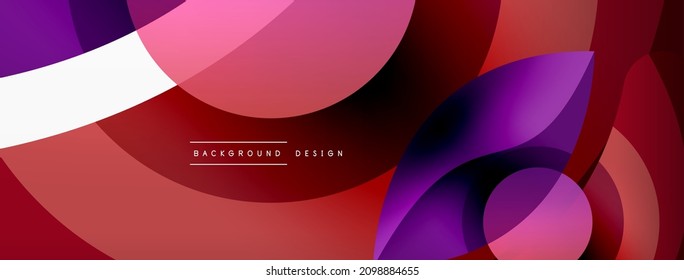 Fondo abstracto con formas geométricas de color. Hermoso fondo mínimo con formas redondeadas, círculos y líneas. Diseño geométrico. Ilustración del vector