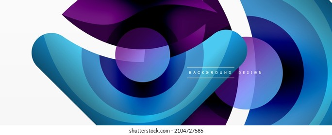 Abstract background with color geometric shapes. Beautiful minimal backdrop with round shapes circles and lines. Geometrical design. Vector illustration