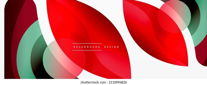Abstract background with color geometric shapes. Beautiful minimal backdrop with round shapes circles and lines. Geometrical design. Vector illustration