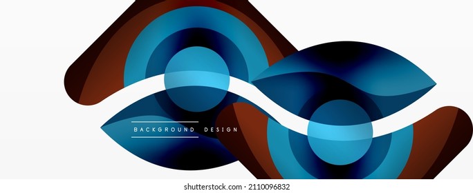 Abstract background with color geometric shapes. Beautiful minimal backdrop with round shapes circles and lines. Geometrical design. Vector illustration