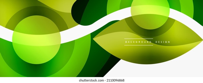 Fondo abstracto con formas geométricas de color. Hermoso fondo mínimo con formas redondeadas, círculos y líneas. Diseño geométrico. Ilustración del vector