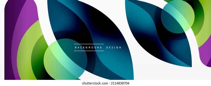 Abstract background with color geometric shapes. Beautiful minimal backdrop with round shapes circles and lines. Geometrical design. Vector illustration
