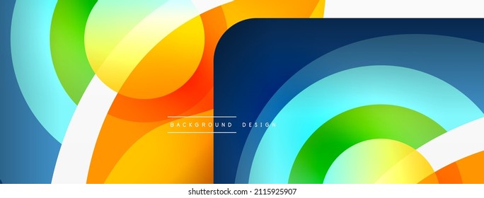 Fondo abstracto con formas geométricas de color. Hermoso fondo mínimo con formas redondeadas, círculos y líneas. Diseño geométrico. Ilustración del vector