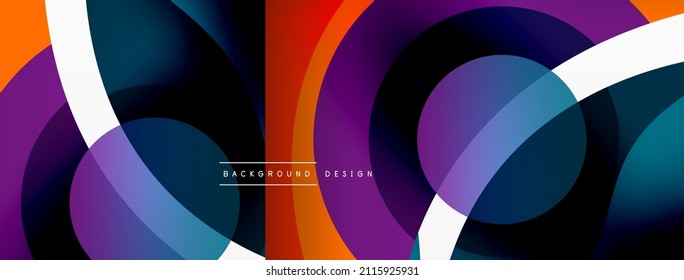 Fondo abstracto con formas geométricas de color. Hermoso fondo mínimo con formas redondeadas, círculos y líneas. Diseño geométrico. Ilustración del vector
