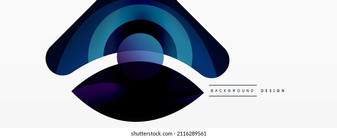 Abstract background with color geometric shapes. Beautiful minimal backdrop with round shapes circles and lines. Geometrical design. Vector illustration