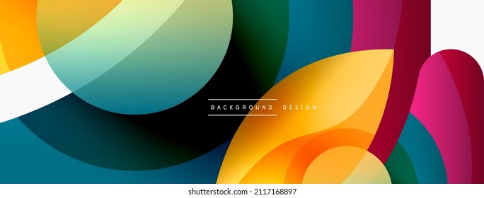 Fondo abstracto con formas geométricas de color. Hermoso fondo mínimo con formas redondeadas, círculos y líneas. Diseño geométrico. Ilustración del vector