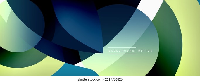 Abstract background with color geometric shapes. Beautiful minimal backdrop with round shapes circles and lines. Geometrical design. Vector illustration