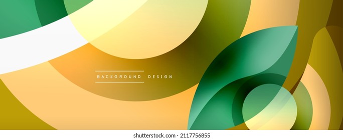 Fondo abstracto con formas geométricas de color. Hermoso fondo mínimo con formas redondeadas, círculos y líneas. Diseño geométrico. Ilustración del vector