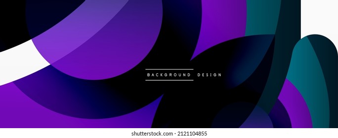Fondo abstracto con formas geométricas de color. Hermoso fondo mínimo con formas redondeadas, círculos y líneas. Diseño geométrico. Ilustración del vector